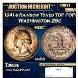1941-s Washington Quarter Rainbow Toned TOP POP! 2