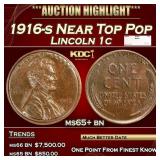 1916-s Lincoln Cent Near Top Pop 1c ms65+ bn SEGS