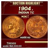 1904 Indian Cent . 1c ms66 rd SEGS