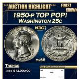 1950-p Washington Quarter TOP POP! 25c ms68 SEGS