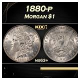 1880-p Morgan Dollar $1 Grades ms63+