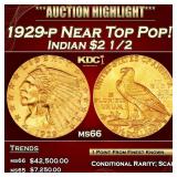 1929-p Gold Indian Quarter Eagle Near Top Pop! $2