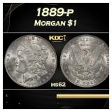 1889-p Morgan Dollar $1 Grades ms62