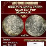 1886-p Morgan Dollar Rainbow Toned Near Top Pop $1
