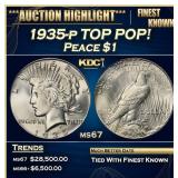 1935-p Peace Dollar TOP POP! $1 ms67 SEGS