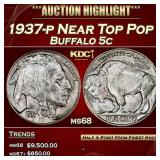 1937-p Buffalo Nickel Near Top Pop 5c ms68 SEGS