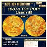 1887-s Gold Liberty Half Eagle TOP POP! $5 ms66 SE