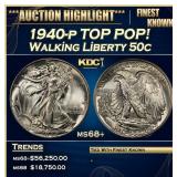1940-p Walking Liberty Half Dollar TOP POP! 50c ms