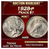 1928-p Peace Dollar $1 ms65 SEGS