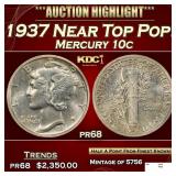 1937 Proof Mercury Dime Near Top Pop! 10c pr68 SEG