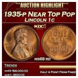 1935-p Lincoln Cent Near Top Pop 1c ms68 rd SEGS