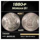 1880-p Morgan Dollar $1 Grades ms65
