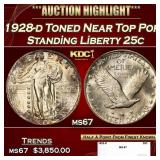 1928-d Standing Liberty Quarter Toned Near Top Pop