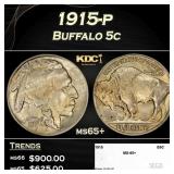 1915-p Buffalo Nickel 5c ms65+ SEGS