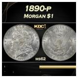 1890-p Morgan Dollar $1 Grades ms62