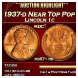 1937-d Lincoln Cent Near Top Pop 1c ms67+ rd SEGS