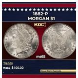 1882-p Morgan Dollar $1 Grades ms65