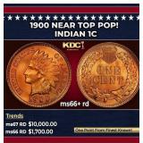 1900 Indian Cent Near Top Pop! 1c ms66+ rd SEGS
