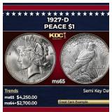 1927-d Peace Dollar $1 ms65 SEGS