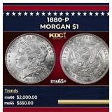 1880-p Morgan Dollar $1 ms65+ SEGS