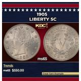 1905 Liberty Nickel 5c Grades ms65