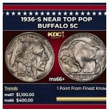 1936-s Buffalo Nickel Near Top Pop 5c ms66+ SEGS