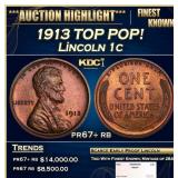 1913 Proof Lincoln Cent TOP POP! 1c pr67+ rb SEGS