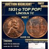 1931-d Lincoln Cent TOP POP! 1c ms66 rb SEGS