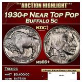 1930-p Buffalo Nickel Near Top Pop 5c ms66+ SEGS