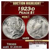 1923-d Peace Dollar $1 ms65 SEGS
