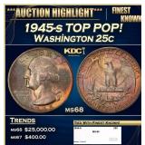1945-s Washington Quarter TOP POP! 25c Grades ms68