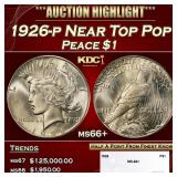 1926-p Peace Dollar Near Top Pop $1 ms66+ SEGS