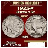 1925-p Buffalo Nickel 5c ms66 SEGS