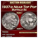 1937-d Buffalo Nickel Near Top Pop 5c ms67+ SEGS