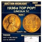 1936-s Lincoln Cent TOP POP! 1c ms67+ rd SEGS