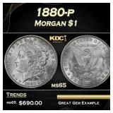 1880-p Morgan Dollar $1 Grades ms65