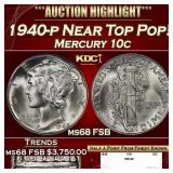 1940-p Mercury Dime Near Top Pop! 10c ms68 FSB SEG