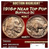 1916-p Buffalo Nickel Near Top Pop 5c ms67+ SEGS