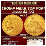 1909-p Gold Indian Quarter Eagle Near Top Pop! $2