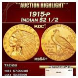 1915-p Gold Indian Quarter Eagle $2 1/2 ms64+ SEGS