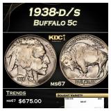 1938-d/s Buffalo Nickel 5c ms67 SEGS