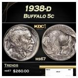 1938-d Buffalo Nickel 5c ms67 SEGS