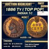 1886 Ty I Indian Cent TOP POP! 1c ms66+ rb SEGS