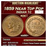 1859 Indian Cent Near Top Pop 1c ms66+ SEGS