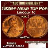 1926-p Lincoln Cent Near Top Pop! 1c ms67 rd SEGS
