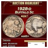 1928-d Buffalo Nickel 5c ms65+ SEGS