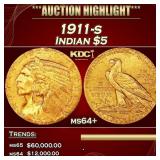1911-s Gold Indian Half Eagle $5 ms64+ SEGS
