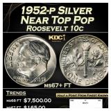 1952-p Roosevelt Dime Silver Near Top Pop 10c ms67