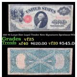 1917 $1 Large Size Legal Tender Note Grades vf+ Si