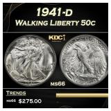 1941-d Walking Liberty Half Dollar 50c Grades ms66